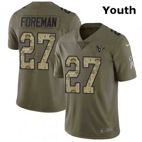 Youth Nike Houston Texans 27 DOnta Foreman Limited OliveCamo 2017 Salute to Service NFL Jersey